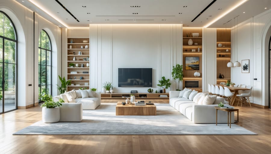 Empty living room transformed into fully furnished modern space using AI virtual staging technology