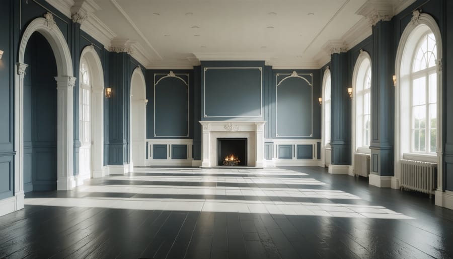 Empty bedroom with bay window and hardwood floors awaiting virtual staging